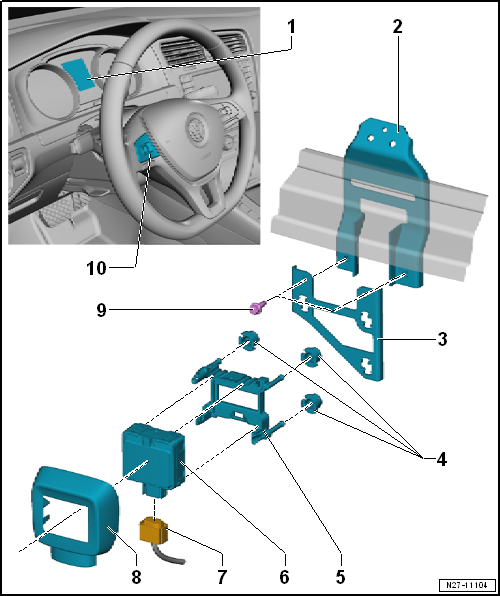Overview of fitting locations – adaptive cruise control, variant 2