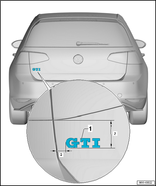 Dimensions - lettering on rear lid, “GTI/GTD”