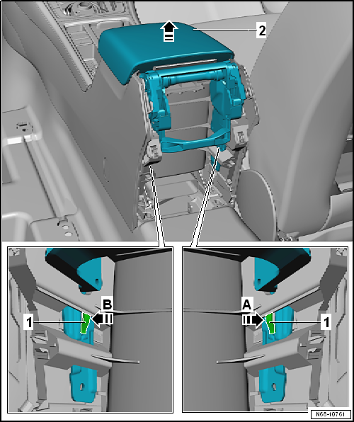 Volkswagen Golf Service & Repair Manual - Front centre armrest