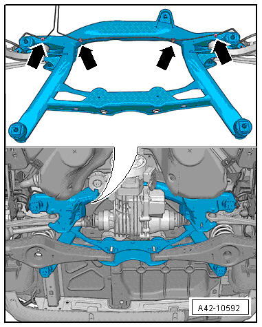Removing and installing rear axle, multi-link suspension, four-wheel drive