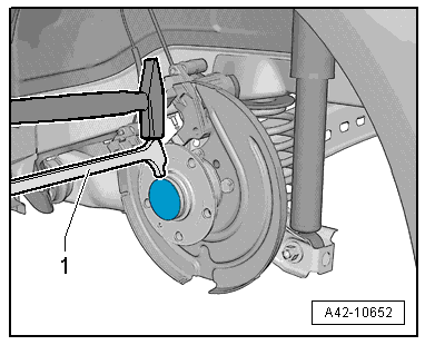 Removing and installing wheel bearing unit, torsion beam axle