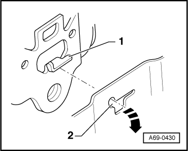 Removing and installing front 3-point seat belt, 2-door model