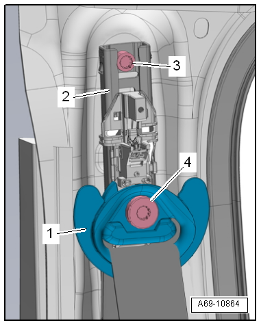 Removing and installing belt height adjuster, 2-door model
