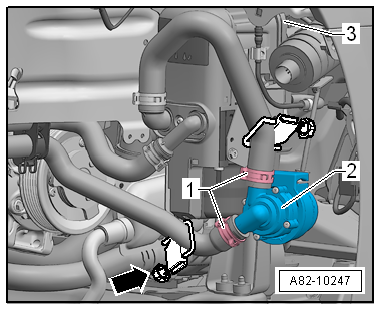 Removing and installing circulation pump -V55-