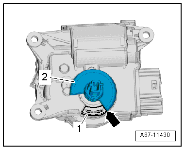 Removing and installing air recirculation flap control motor -V113-, LHD vehicles