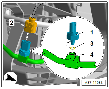 Removing and installing refrigerant pressure and temperature sender -G395