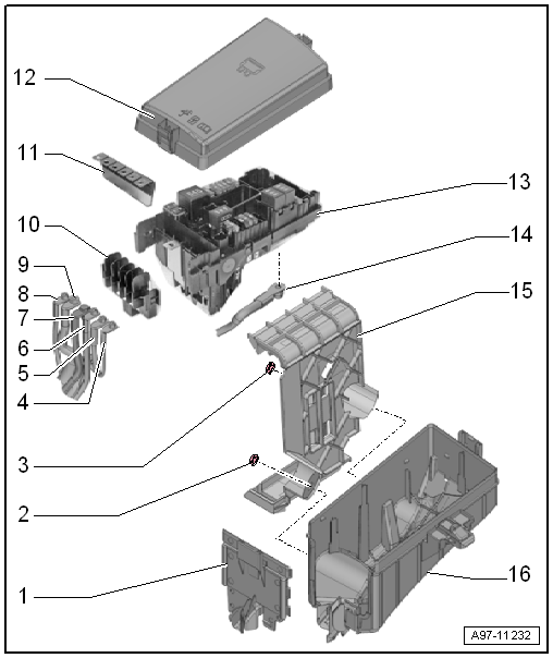Relay carriers, fuse carriers, electronics box (engine compartment)