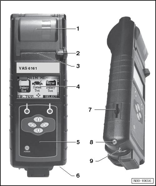 Description of battery tester with printer -VAS 6161-