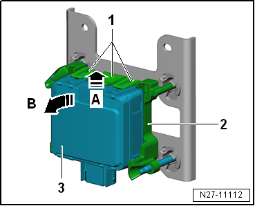 Removing automatic distance control unit from and installing on adapter frame, variant 2