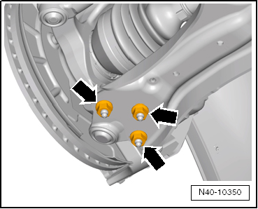 Removing and installing lower suspension link, vehicle with manual gearbox or dual clutch gearbox 0CW