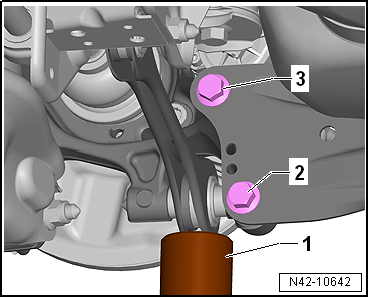 Removing and installing wheel bearing housing, multi-link suspension, four-wheel drive
