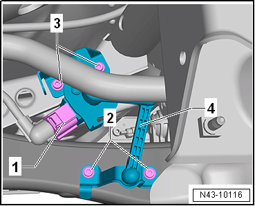 Removing and installing rear left vehicle level sender -G76-, multi-link suspension, front-wheel drive