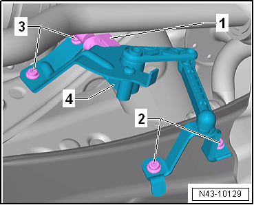 Removing and installing rear left vehicle level sender -G76-, multi-link suspension, four-wheel drive