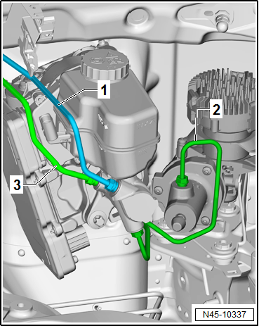 Connecting brake lines to hydraulic unit, LHD vehicles
