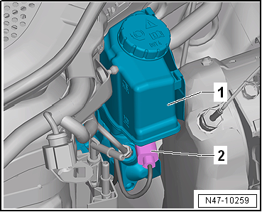 Removing and installing brake master cylinder, RHD vehicles