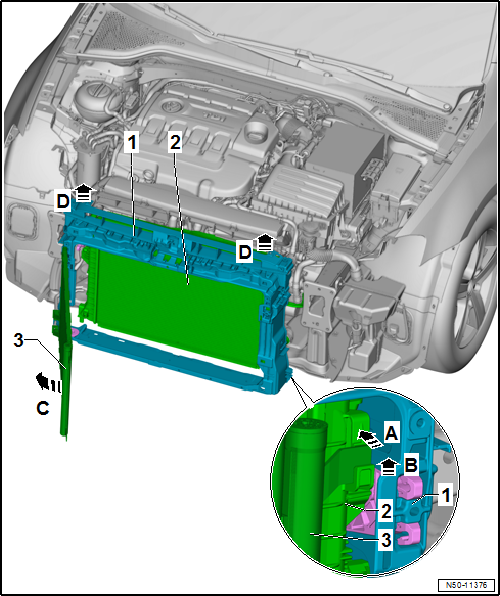 Removing and installing lock carrier – petrol/diesel