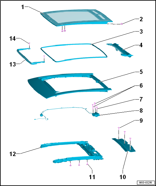 Assembly overview - sliding sunroof