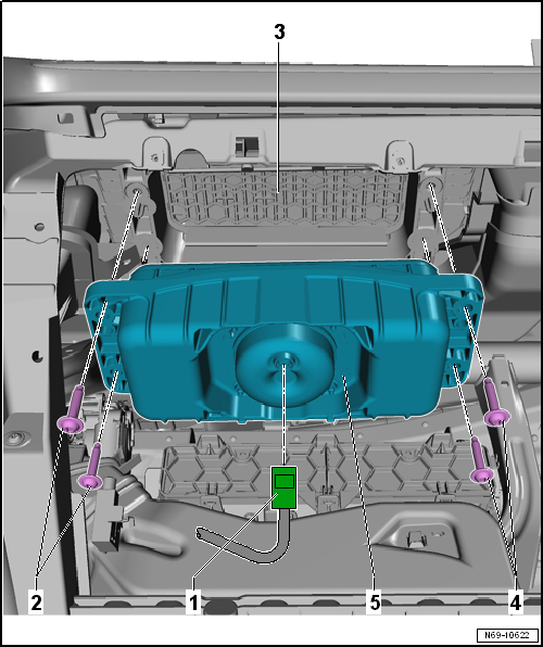 Assembly overview - front passenger side airbag