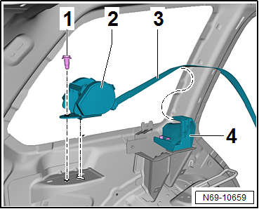 Removing and installing rear 3-point seat belt, estate, without belt tensioner