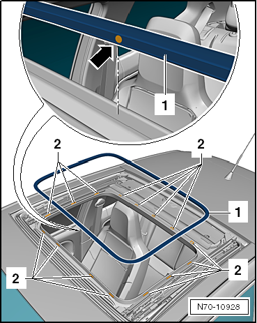 Removing and installing moulded headliner, saloon