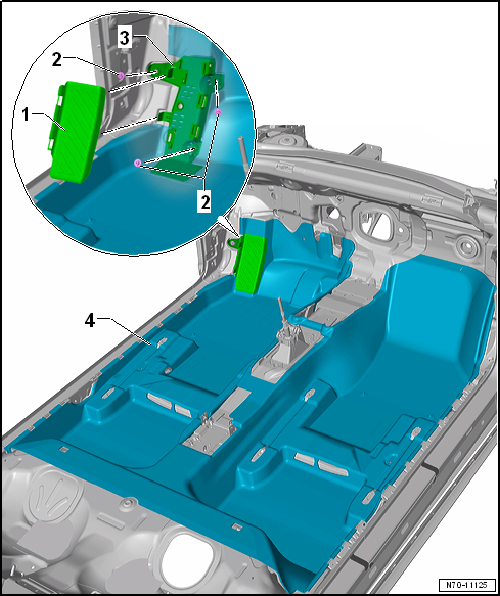 Assembly overview - foot rest and floor covering, LHD vehicles