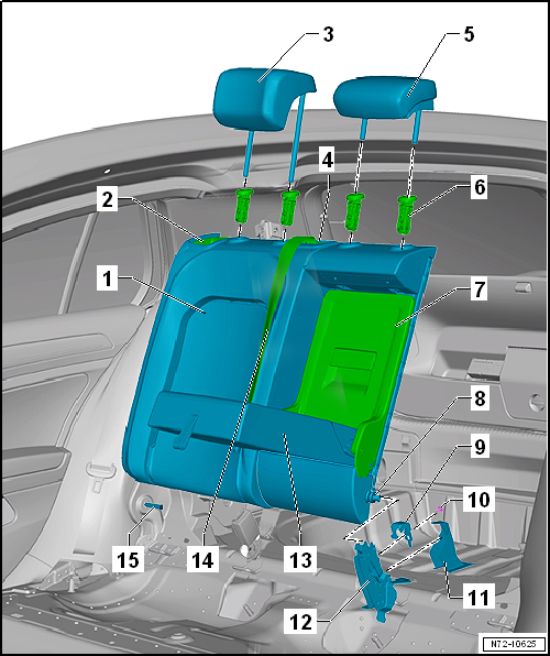 Assembly overview - rear seat backrest