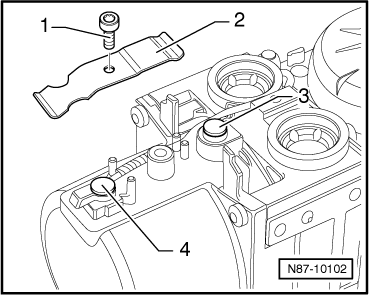 Removing and installing temperature sensor -G18- and overheating sensor -G189