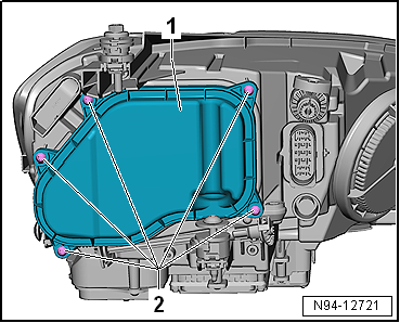 Removing and installing headlight range control motor -V48-/-V49- (gas discharge headlights)