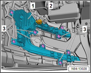 Removing and installing LED modules for daytime running light and side light -L176-/-L177- (“GTE” only)