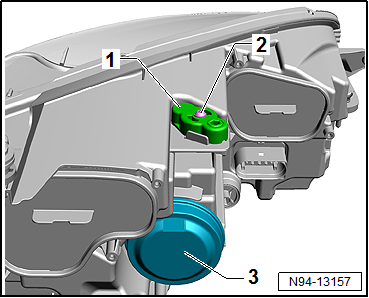 Removing and installing headlight range control motor -V48-/-V49-, LED headlights