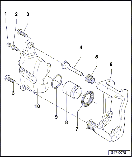 Assembly overview - brake caliper (PC57 brakes)