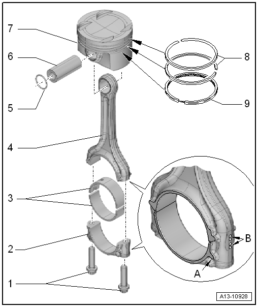 Assembly overview - pistons and conrods