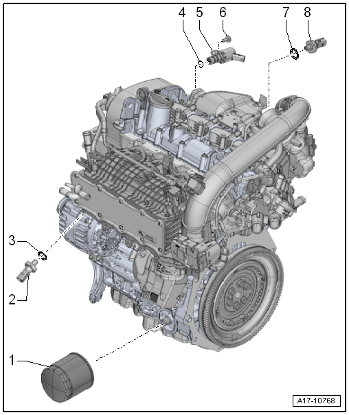 Assembly overview - oil filter/oil pressure switch