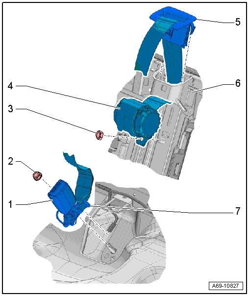 Assembly overview - rear centre three-point seat belt