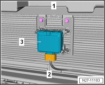Removing automatic distance control unit from and installing on retaining plate, variant 2