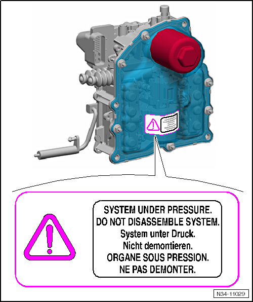 Removing and installing mechatronic unit for dual clutch gearbox -J743