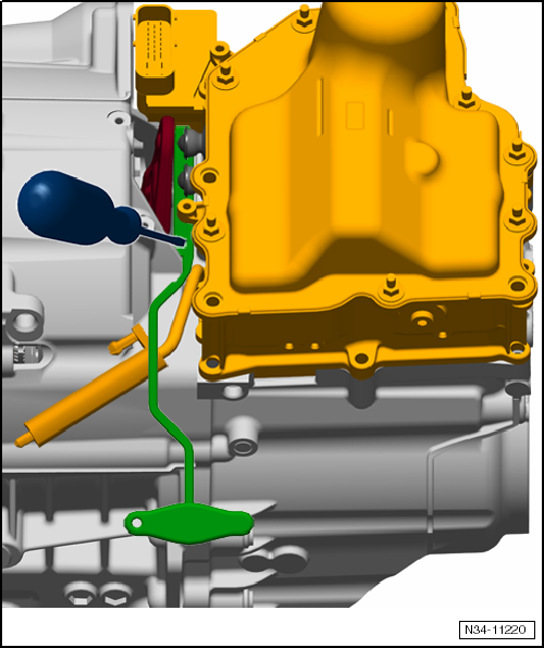 Removing and installing mechatronic unit for dual clutch gearbox -J743