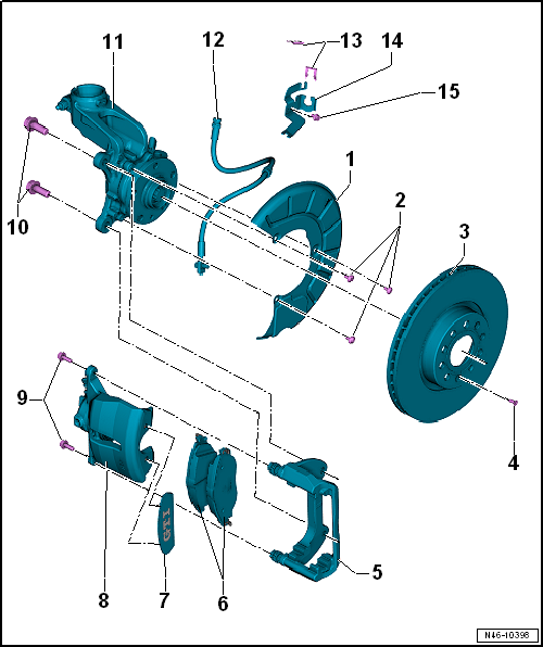 Assembly overview - front brakes