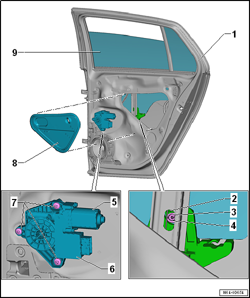 Removing and installing rear door window