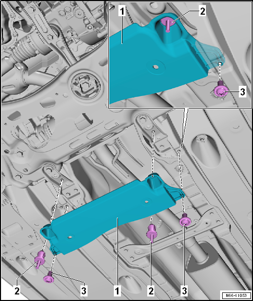 Removing and installing short centre underbody cover