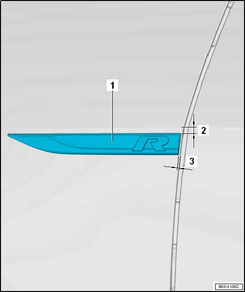Dimensions – lettering on wing, “R”