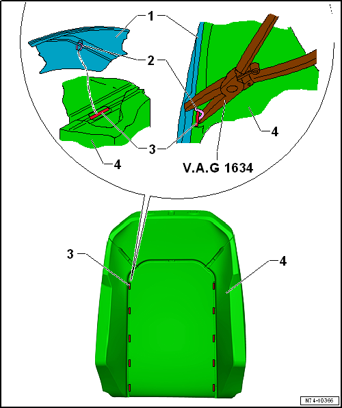 Separating backrest cover from backrest padding