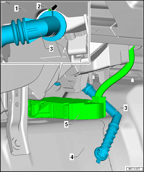 Removing and installing condensation drain (RHD)